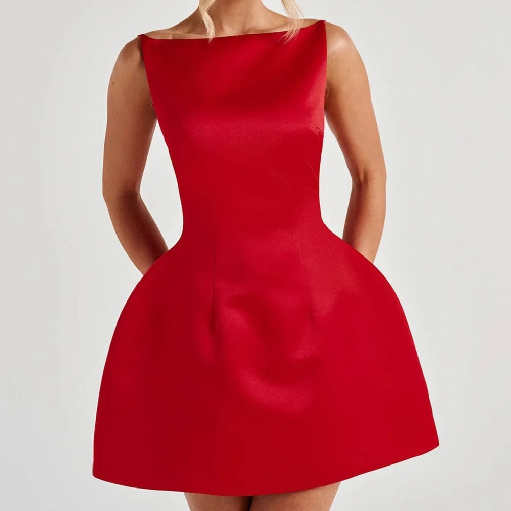 Chic Red A-Line Mini Dress - Picture 1 of 2